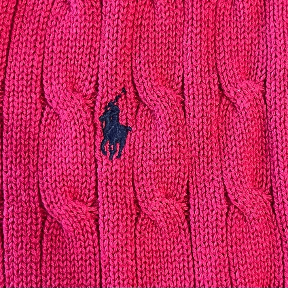 Polo by Ralph Lauren V-Neck Red Sweater Vest cable knit 100% cotton size small 8 - Picture 5 of 5